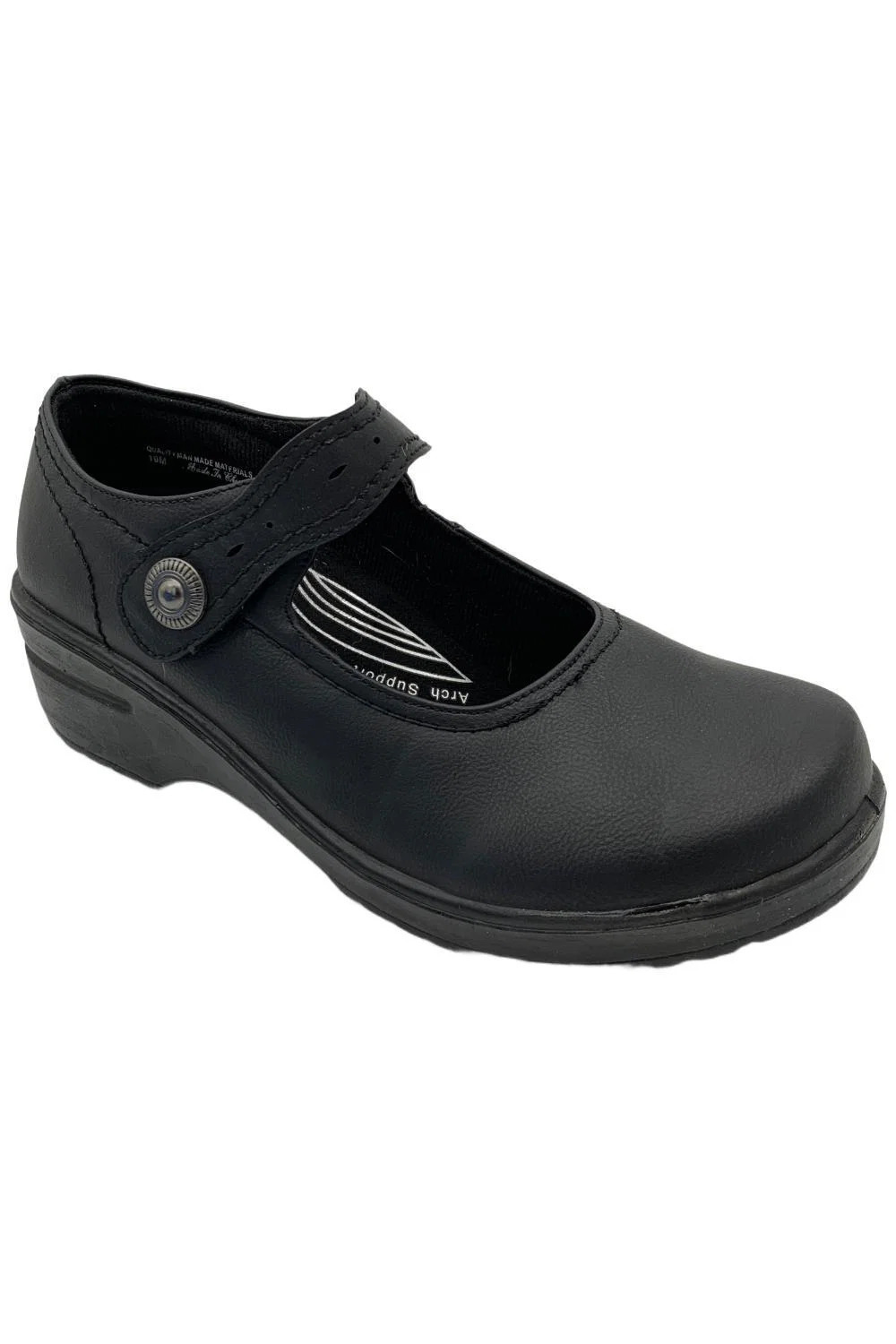 Easy Works Women's Letsee Platform Leather Mary Janes Black - Extra Wide